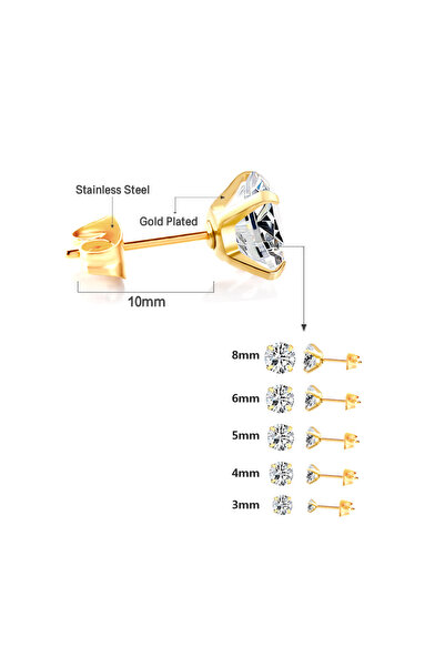 Choice حجم 3 مم دفع للخلف 125 جرام LUXUSTEEL زوج واحد من أقراط الزركون الكريس...