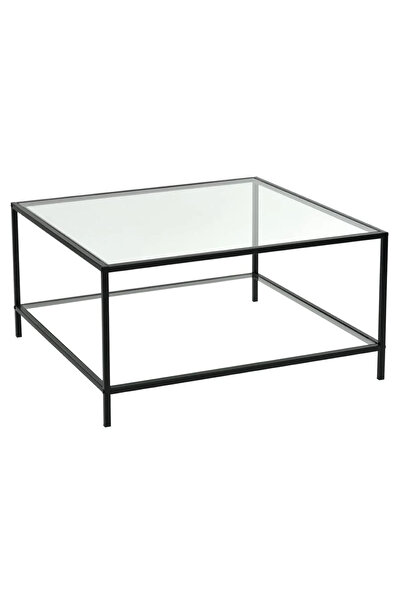 tino furniture Bristol 90*90 Metal Kare Orta Sehpa Şeffaf Temperli Cam