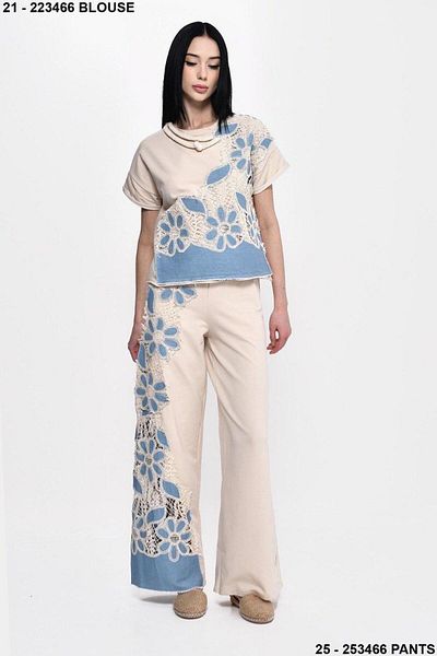 DQMANE Design Stone Flower Denim Detail Set