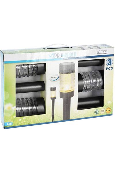 Progarden Lampa solara gradina set 3 buc neagra