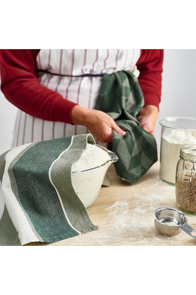 IKEA SANDVIVA Tea towel, green/white, 45 x 60 cm
