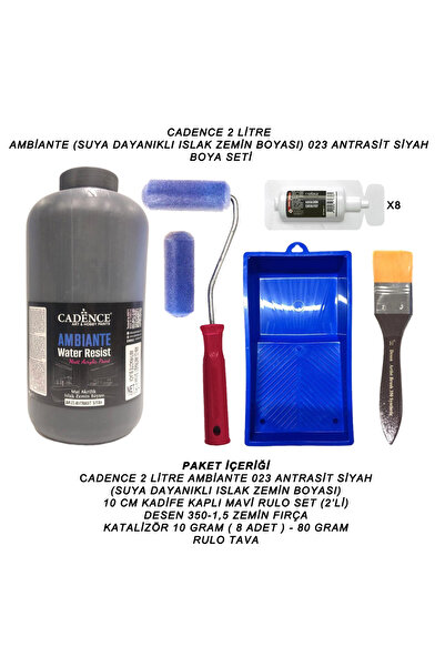 Cadence Boya Ambiante Suya Dayanıklı Akrilik Boya Set 023 Antrasit Siyah 2 Li...