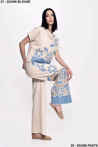 DQMANE Design Stone Flower Denim Detail Set