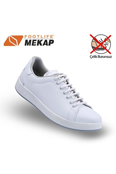 Mekap 303 Comfort Beyaz Bağcıklı Microfiber Burun Korumasız İş Ayakkabısı