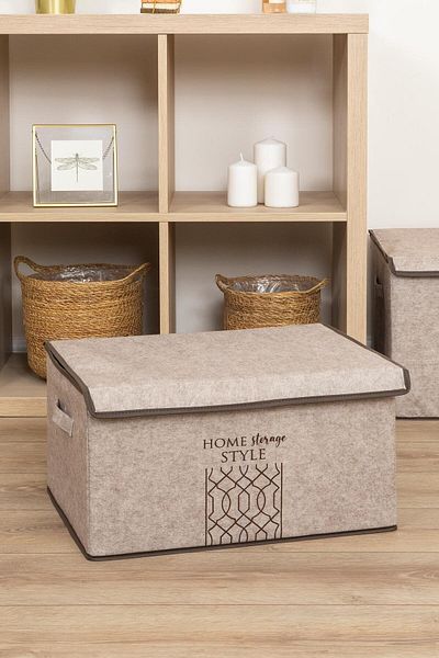 EVLE Maxi Box with Felt Lid Beige 47 X 37 X 24 cm