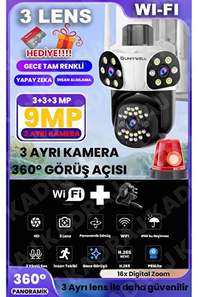 UNIYWELL WIFI Güvenlik Kamerası | 9MP | 12V DC | 2 Yönlü Ses | Hareket Algıla...