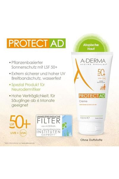 A-DERMA كريم حماية عالي جدًا من أ-ديرما بعامل حماية من الشمس 50+، 150 مل