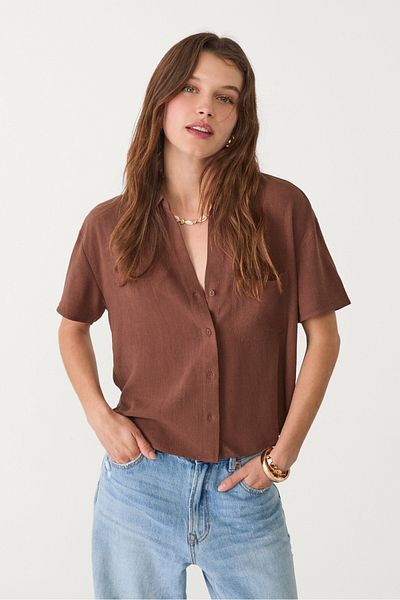 Stradivarius Linen blend short sleeve shirt