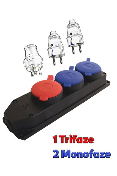 NZB Grup Priz Çoğaltıcı Kapaklı 2 Monofaze 1 Trifaze Kablosuz Kauçuklu Sanayi...