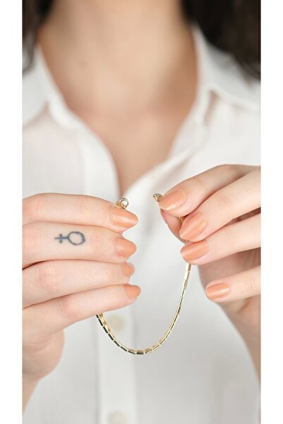 Arpaş 14 Ayar Altın Kareli Sade Bileklik 911