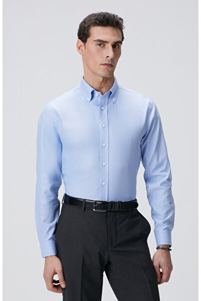 Network Mavi Non-iron Oxford Gömlek
