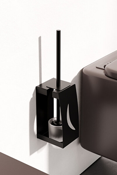 Zift Unique Duvara Monte WC Fırça Takımı , Tuvalet Fırçası Mat Siyah Paslanma...