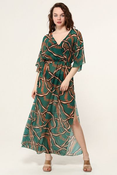 Bolder Lolita Green Chain Pattern Beach Dress