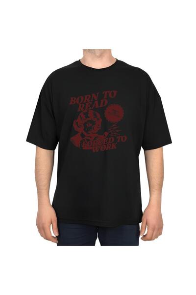 Oldeys Tricou oversize cu imprimeu Y2k Black Born to Reat