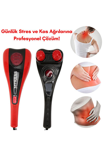 Merxas SL-222A Kırmızı Çift Başlıklı Paletli Masaj Aleti Sırt Bacak Kol Tüm V...
