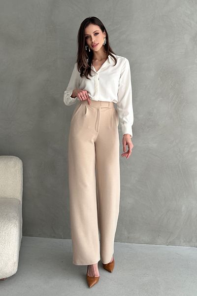Know Women's Lycra Velcro Closure Stone Color Palazzo Pants