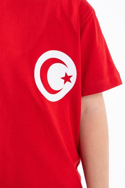 Trend Baby Kids Girl's Turkish Flag Chest Crest Printed Red Tshirt
