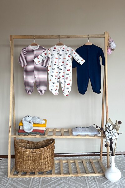 HAFY BABY %100 Doğal Pamuk Özel Kumaş 3'lü Bebek Tulum