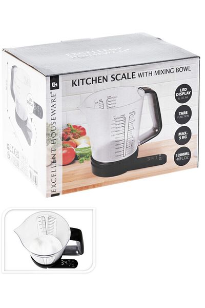 Excellent Houseware Cantar digital de bucatarie cu bol 5 kg