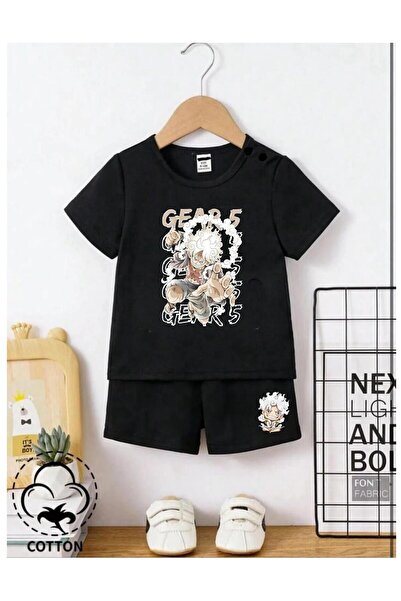 Massgai Unisex dečiji set Monkey D Anime Štampano Pamuk T-shirt i šortsevi