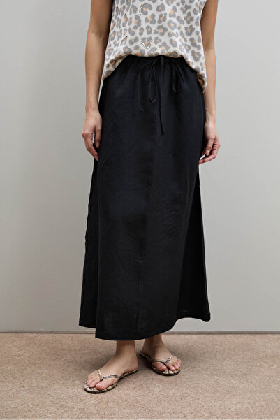 Serianno %100 Keten Midi Etek