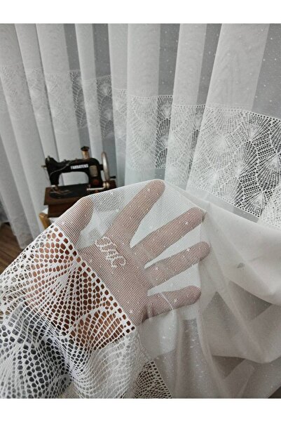 Taç Farbateks Planting Crown Yakamoz Intermediate Pattern 2 Layer Tulle Curtain