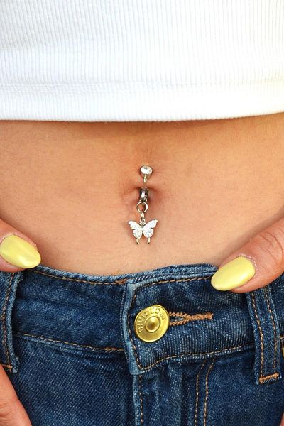 Sacce Scarves&Accessories Butterfly Figured Compression Navel Piercing with Magnet