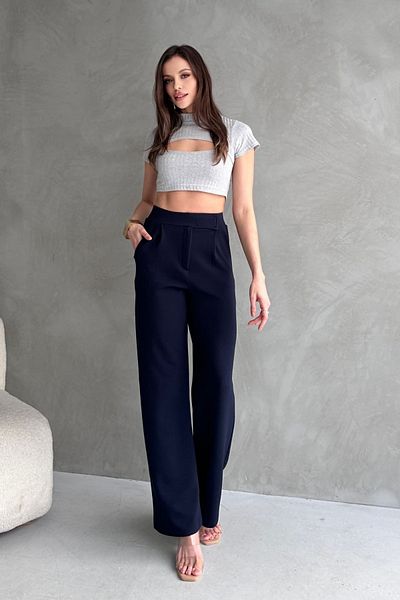 Know Women's Lycra Velcro Closure Navy Blue Palazzo Pants