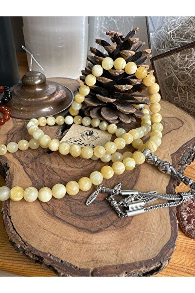 parze doğaltaş 99% жълт калцит естествен камък молитвени броеници 8 мм