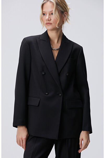 Network Siyah Yün Karışımlı Ceket