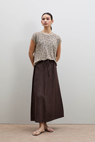 Serianno %100 Keten Midi Etek