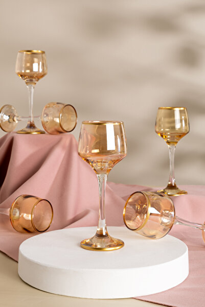 çarşıdayız Lüsterli 6 Kişilik Ayaklı Kahve Yanı Su Bardağı Seti 80 cc - Şık v...