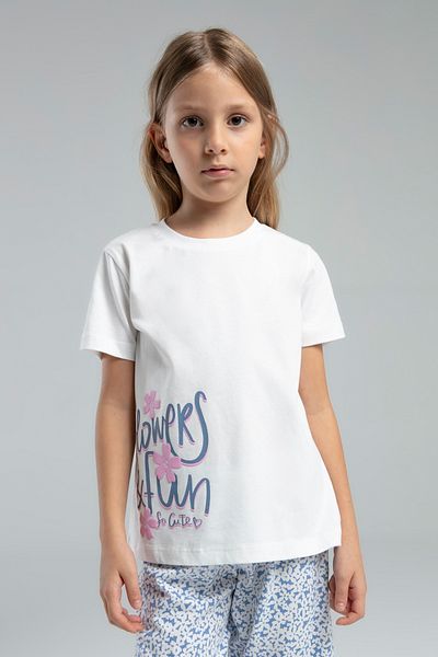 Rolypoly Girl's Flowers Fun Written Short Sleeve Capri Pajama Set