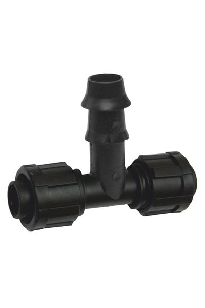flores Plastic tee connector for drip pipe, with nut, 16 mm