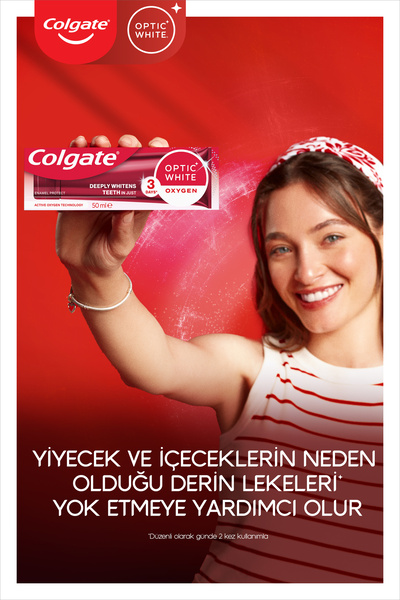 Colgate Optic White Oxygen Aktif Oksijen Teknolojisi Beyazlatıcı Diş Macunu 75ml + Fırça Kabı