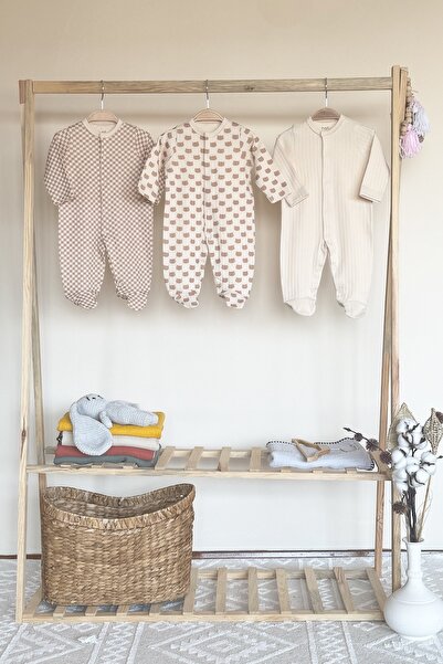 HAFY BABY %100 Doğal Pamuk Özel Kumaş 3'lü Bebek Tulum
