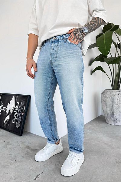 HAFKAGİYİM Αντίκες Ice Blue με υφή Basic κανονικό παντελόνι