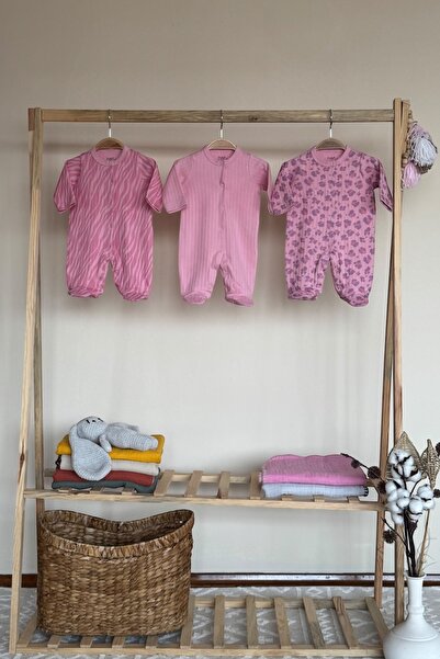 HAFY BABY %100 Doğal Pamuk Özel Kumaş 3'lü Bebek Tulum