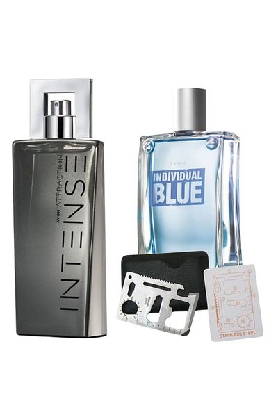 Dactylion Attraction Intense Eau de Toilette Set for Him 75 ml, Individual Blue 100 ml, multifunctional card
