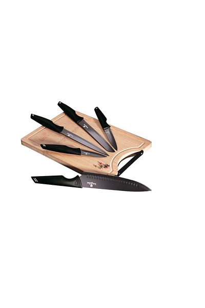 Berlinger Haus Knife set + cutting board 6 pcs. Black Silver Collection