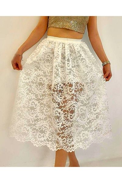 bernaaydın Berna Aydin ​​Tulle Guipure White Skirt