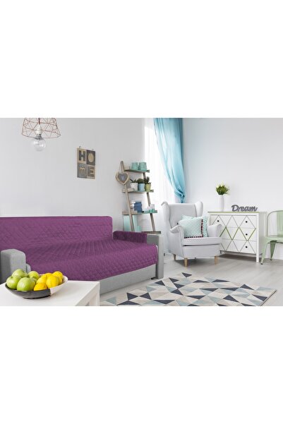 ALCAM husă matlasată cu două fețe pentru canapea cu 3 locuri Violet/Vanilie