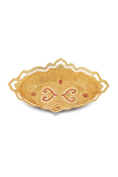 Sena Mineli Payitaht Motif Embroidered Oval Date Bowl, Snack Bowl, Sugar Bowl, Turkish Delight Bowl (273-m)