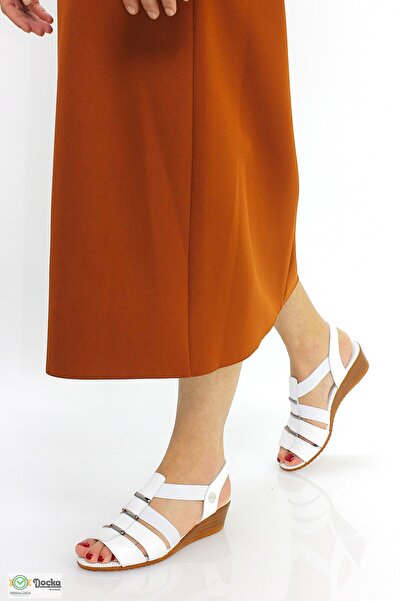 Mammamia Kadın Hakiki Deri Ortopedik Yarım Dolgu Yazlık Sandalet