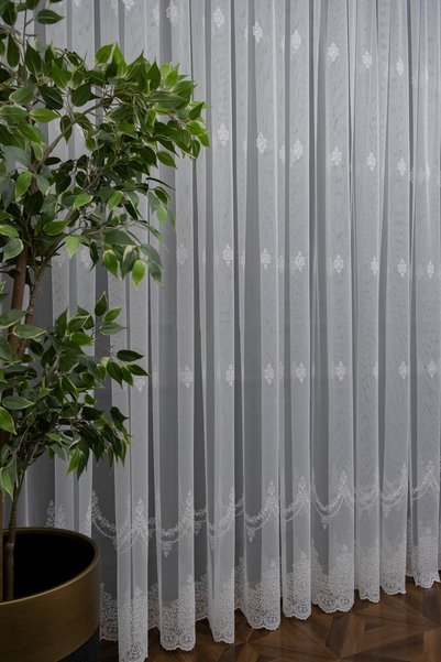Brillant Sewing, Scattered Damask Living Room Model Design, 3-Layer Pleated Sheer Curtain