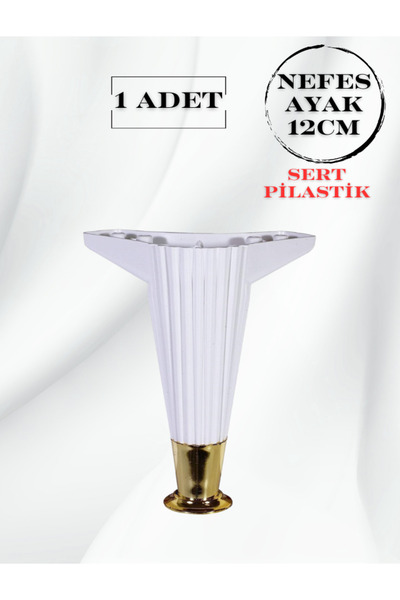 MKLAKS Nefes Plasitk Ayak Beyaz (GOLD) Mobilya Baza Ayak 12cm– Dayanıklı Ve Ş...