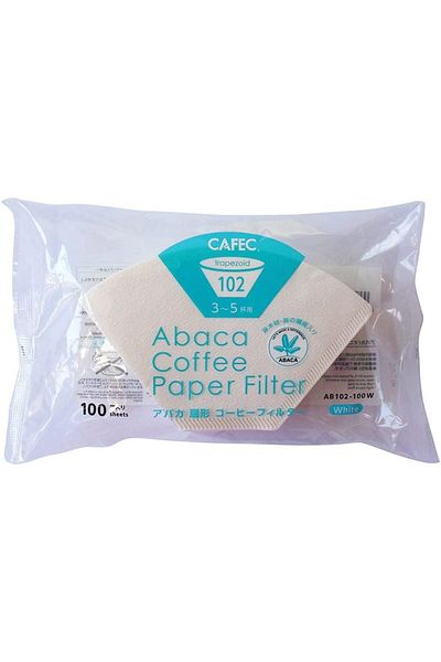 Cafec Abaca Coffee Filters – 100pcs (3–5 Cups) Eco-Friendly Trapezoid Filters – White
