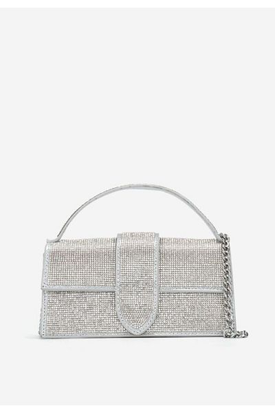 B T Shoes Silver Eleganza clutch bag