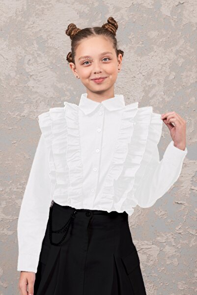 Emilakids Fırfır Detaylı Kız Çocuk Gömlek