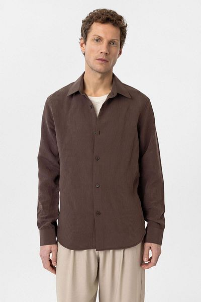 Antioch Brown Relax Fit Modal Fabric Men's Shirt